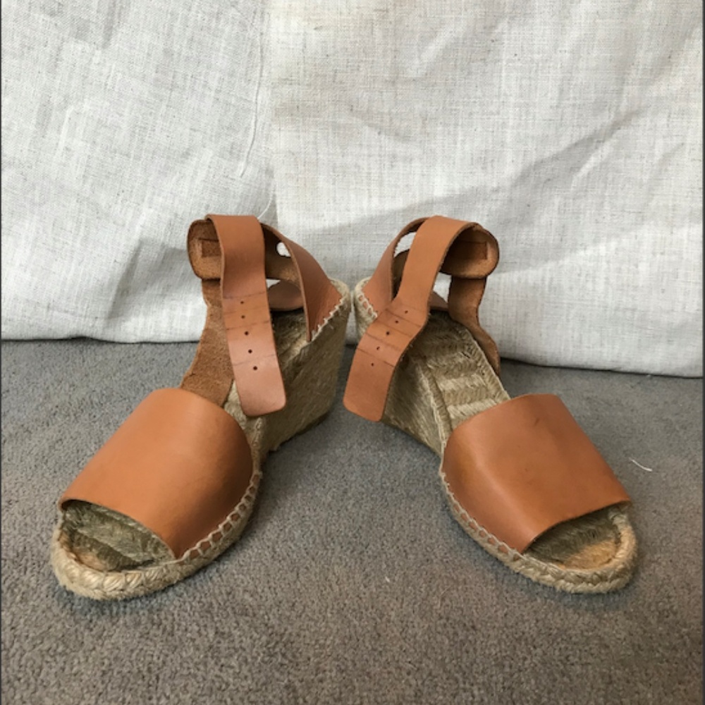 Spanish Leather Espadrille Wedges